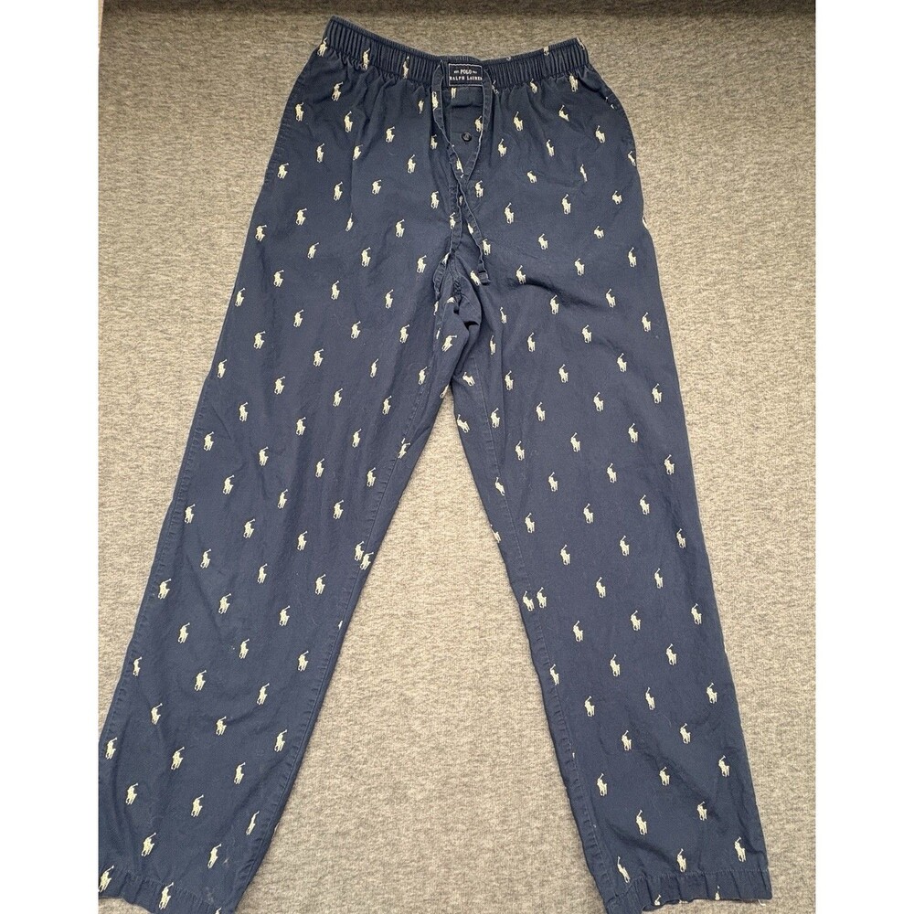 Polo Ralph Lauren Men Unisex Size S Navy Blue All Over Pony Print Pajama Pants